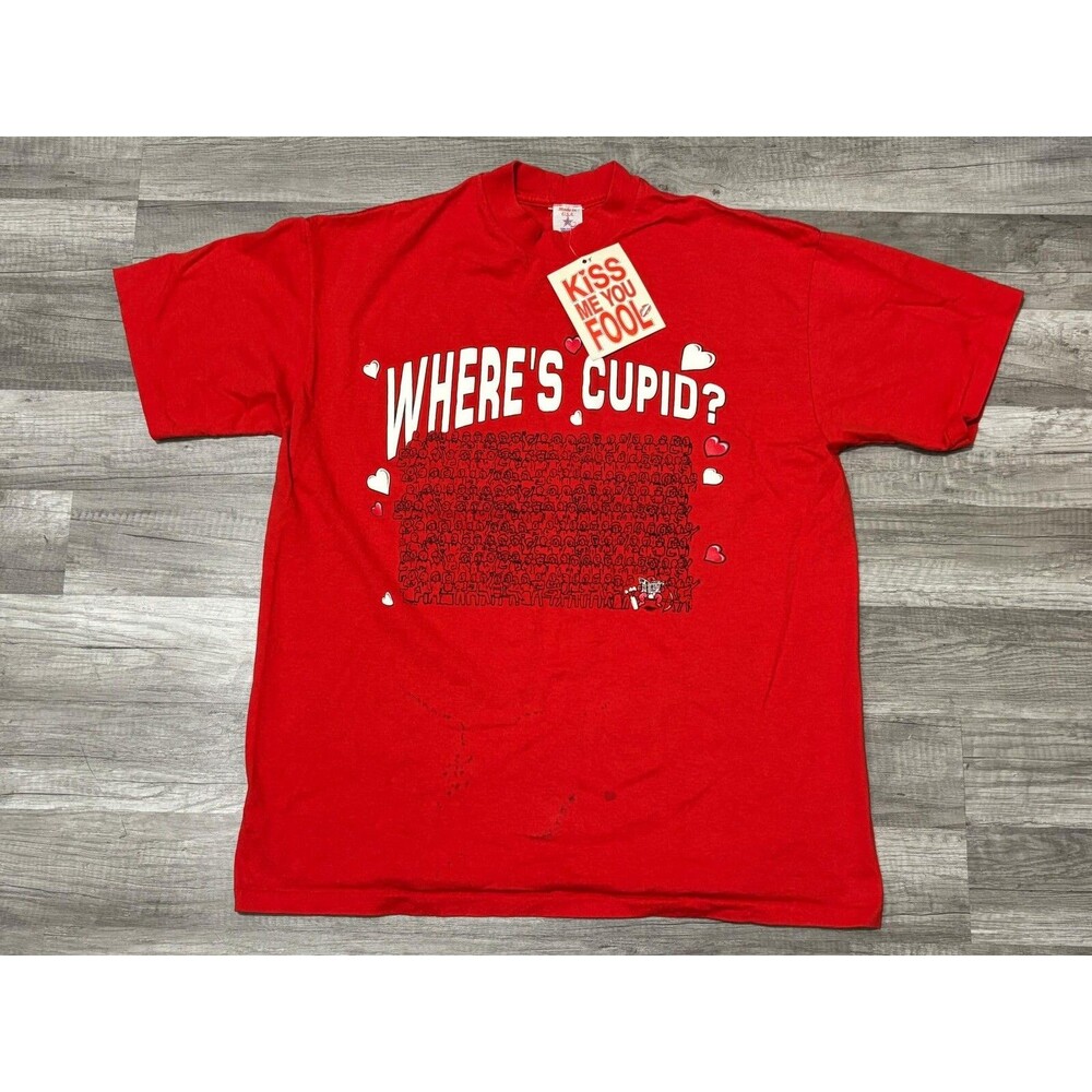 Vintage 90’s Valentines Day T-shirt Single Stitch Cupid USA XL NWT READ